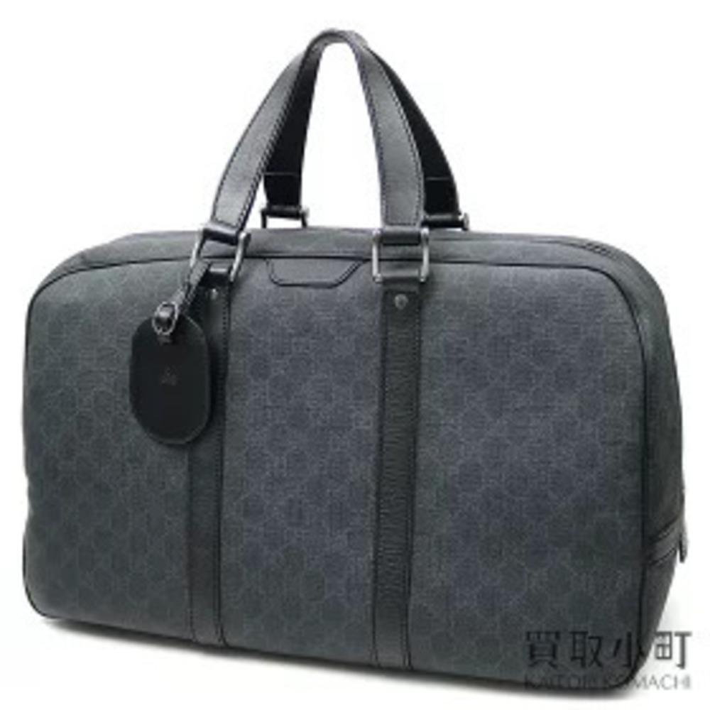 Gucci GG Supreme Duffle Bag Black Gray Boston Double GG Plus